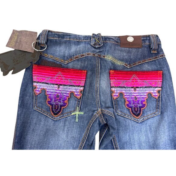 NWT Vintage Antik Denim Jeans Women's Sz 28 Y2K Bootcut Flare Hippie Embroidered - Picture 4 of 15
